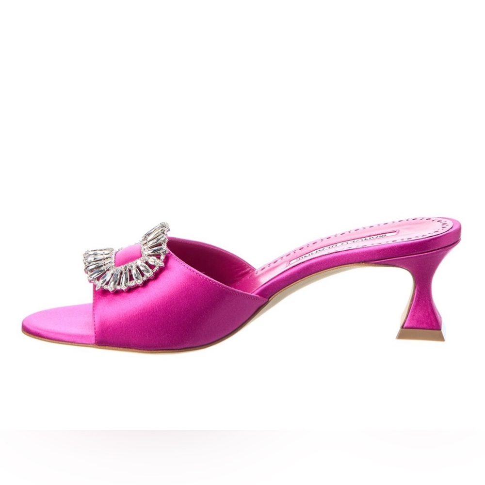 New Manolo Blahnik women’s pink laalita satin pumps sz 38